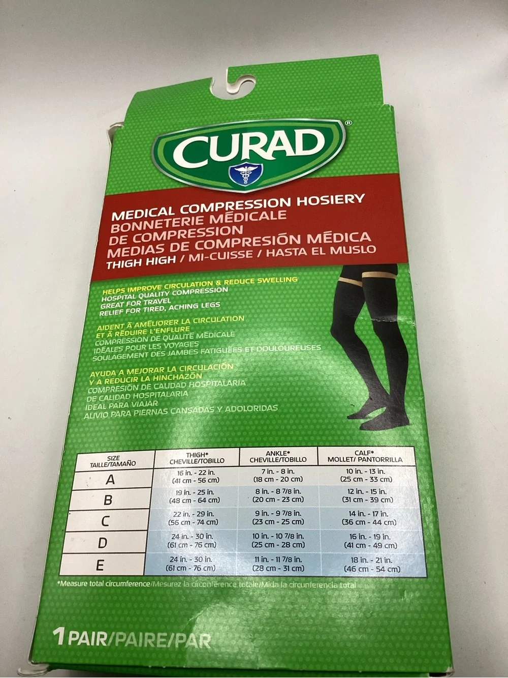 Cured Medical Compression Thigh High Hosiery - Beige 15-20 mmHg sz C